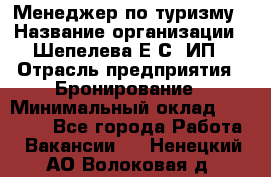 Менеджер по туризму › Название организации ­ Шепелева Е.С, ИП › Отрасль предприятия ­ Бронирование › Минимальный оклад ­ 30 000 - Все города Работа » Вакансии   . Ненецкий АО,Волоковая д.